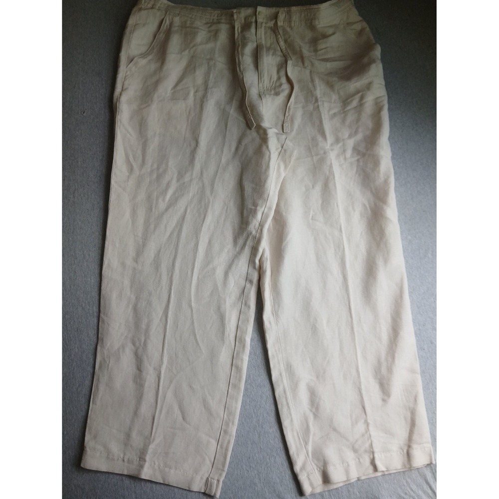 Cubvera Pants 2x Linen Blend Pull On Elastic Preppy Beach Cruise Resort New